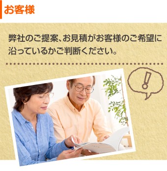 お客様 弊社のご提案・お見積書がご希望に沿っているかご判断ください