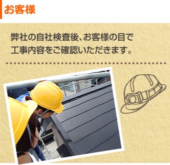 お客様 施工後の点検後、お客様の目で工事内容をご確認いただきます