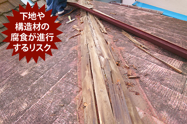 下地や構造材の腐食が進行するリスク